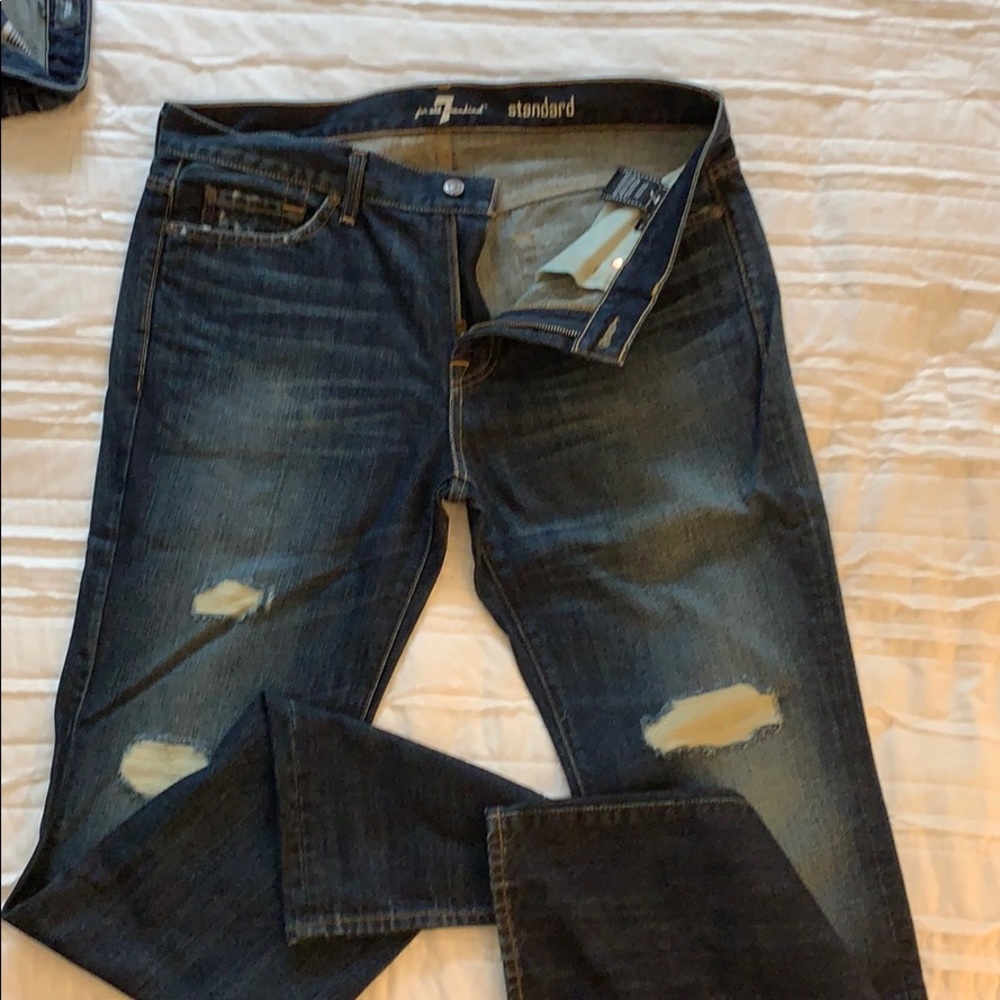 7 for all mankind, distressed (holes) jeans